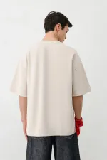 Washed Printed Oversize T-Shirt Light Stone