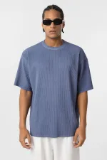 Yıkamalı Ottoman Basic Oversize Tişört İndigo