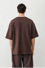 T-shirt oversize délavé à manches courtes, marron.