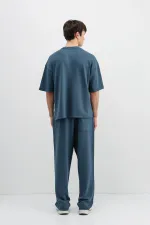 Modal Karışımlı Oversize Tişört İndigo