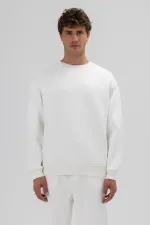 Sweat-shirt oversize basique à col rond, écru