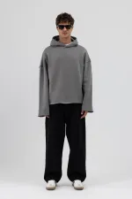 Sweat à capuche basique oversize sans coutures, gris foncé