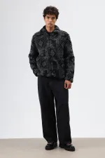 Oversize Peluş Mont Siyah