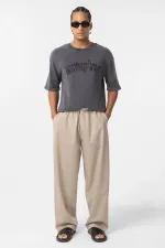 Pantalon ample à taille élastique couleur