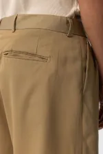 Baggy Fit Pileli Kumaş Pantolon Haki