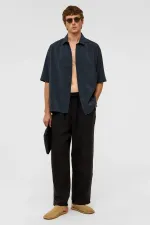 Basic Oversize Short-Sleeve Modal Shirt, Dark Gray