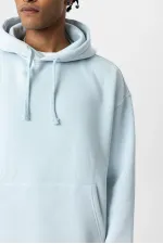 Sweat à capuche basique oversize délavé bleu ciel