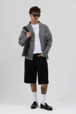 Sweat-shirt oversize à boutons, gris foncé