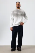 Sweat-shirt oversize à détails en pierre délavée, écru