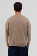 Sweat-shirt oversize basique à col rond, couleur vison