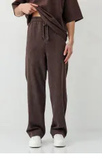Baggy Fit Yıkamalı Eşofman Alt Kahve