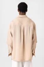Chemise oversize à manches doubles, beige