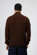 Yarım Balıkçı Yaka Triko Kazak Kahve