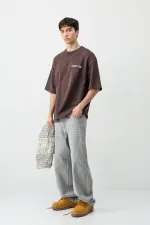 T-shirt oversize imprimé, couleur café