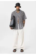 Patterned Corduroy Oversize Shirt Pattern-10