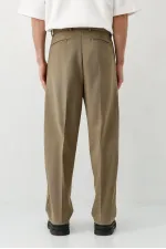 Baggy Fit Pilili Pantolon Haki