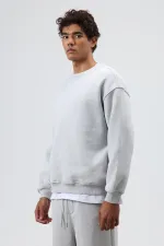 Sweat-shirt basique oversize délavé gris clair