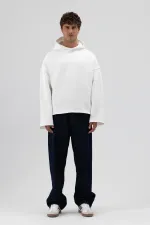 Basic Oversize Seamless Hooded Sweatshirt, Ecru