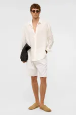 Oversize Uzun Kollu Keten Gömlek Beyaz