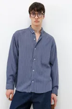 Striped Oversize Shirt Indigo