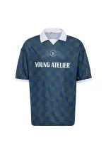 Oversize Polo Yaka Forma Tişört NEFTİ/İNDİGO