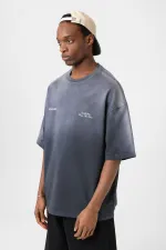 Yıkamalı Oversize Tişört Siyah