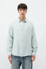 Chemise oversize en coton texturé bleu