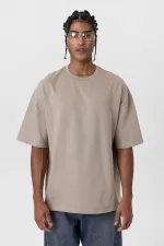 T-shirt basique oversize à col rond, couleur vison