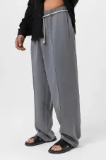 Kemer Detaylı Baggy Lyocell Pantolon Gri