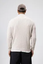 Yarım Balıkçı Yaka Triko Kazak Taş