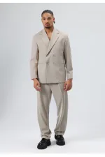 Costume croisé coupe décontractée couleur pierre