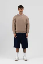 Sweat-shirt oversize basique à col rond, couleur vison