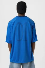 Printed Oversize Jersey T-Shirt (Navy Blue)