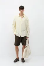 Uzun Kollu Basic Oversize Gömlek Sarı