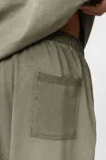 Yıkamalı Oversize Eşofman Takım Açık Haki