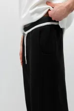 Bağcıklı Baggy Fit Eşofman Alt Siyah