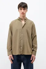 Striped Oversize Shirt Khaki