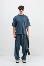 Modal Karışımlı Oversize Tişört İndigo