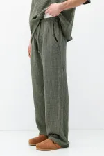 Müslin Kumaş Rahat Kalıp Keten Takım Haki