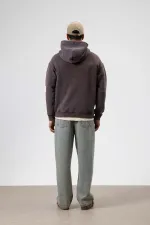 Card Detail Washed Oversize Sweatshirt Coffee