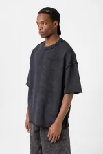 Yıkamalı Oversize Tişört Siyah