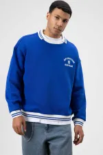 Sweat-shirt oversize à col brodé, bleu marine