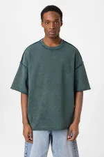 Yıkamalı Oversize Tişört Nefti