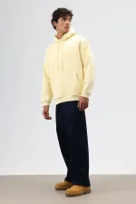 Sweat à capuche basique oversize délavé jaune