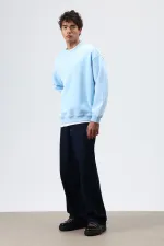 Sweat-shirt basique oversize délavé turquoise