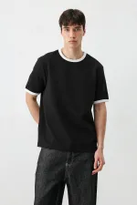 Short-Sleeved Regular Fit T-Shirt, Black