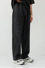 Baggy Fit Yıkamalı Eşofman Alt Siyah