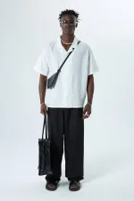 Nakış Detaylı Oversize Keten Gömlek Ekru