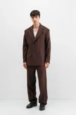 Costume croisé oversize marron