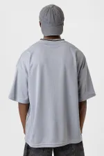 Baskılı Oversize Forma Tişört Gri